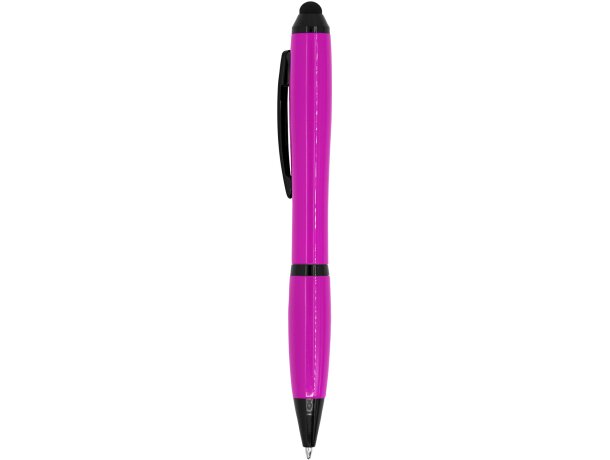 Bolígrafos con puntero táctil giratorio de plástico tinta azul Taiga Fucsia detalle 14
