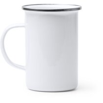 Taza Alepo blanco con borde plateado 380 ml