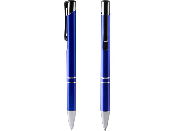 Bolígrafo metálico con aluminio reciclado y tinta azul Simon Blanco detalle 2