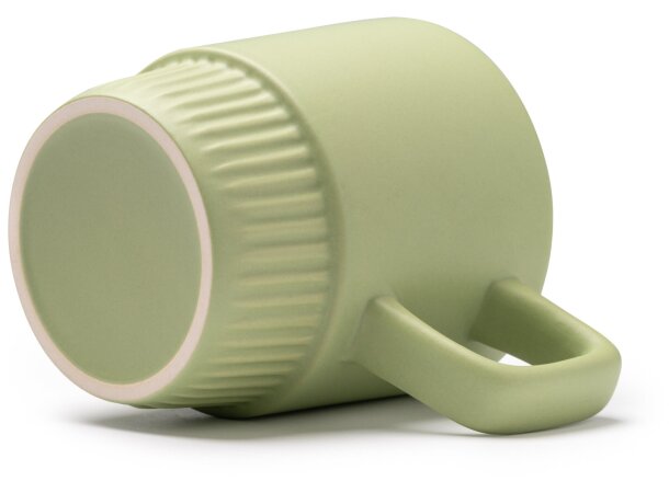 Taza cerámica Longi con asa ergonómica y base biselada Beige detalle 2