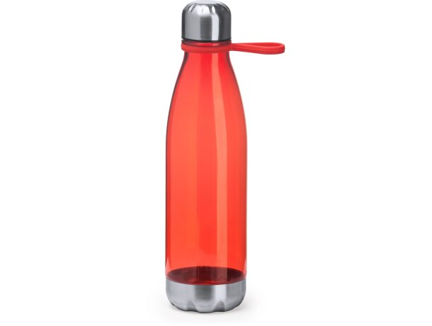 Botella de vidrio personalizadas con base de acero inoxidable y asa de transporte unisex acabado as transparente Eddo Rojo detalle 12
