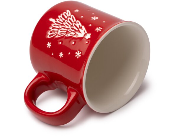 Taza cerámica Calgary rojo con diseño navideño en relieve Rojo detalle 1