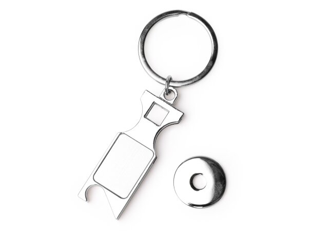 Llavero LIBOK plata con moneda y abridor integrado Plata detalle 2