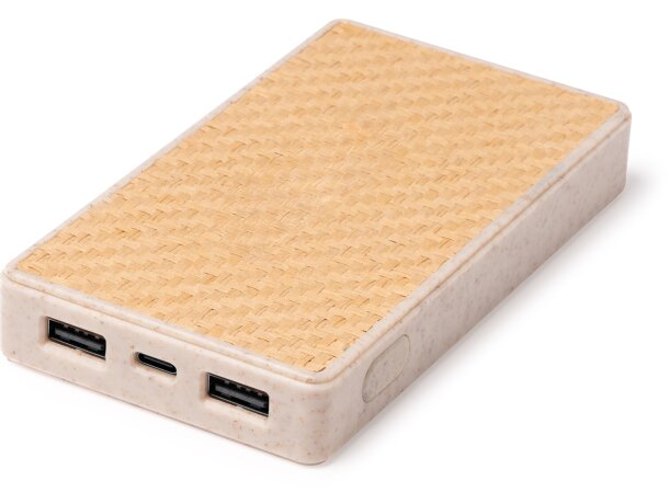 Powerbank 10000 mah de plástico reciclado Brukin Crudo detalle 3