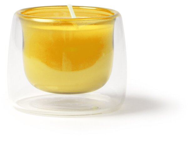 Vela aromática Flora cristal doble capa aroma vainilla Amarillo detalle 4