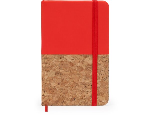 Bloc de notas con tapa rígida de corcho/polipiel y hojas lisas Rojo detalle 9