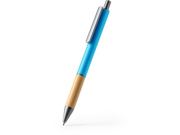 Bolígrafos con nombre bambú tinta azul Penta Blanco detalle 3