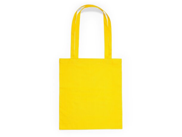 Bolsas de algodón personalizadas de asas largas reforzadas a color 105 g/m2 Amarillo detalle 8