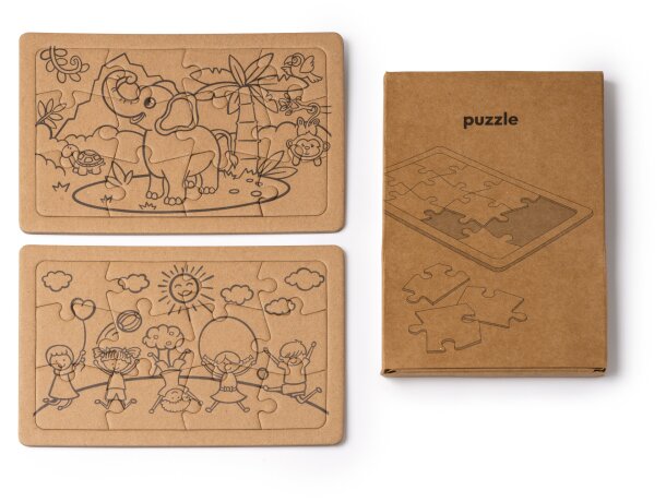 Set de puzzles Zeon en cartón reciclado con caja kraft Crudo detalle 2