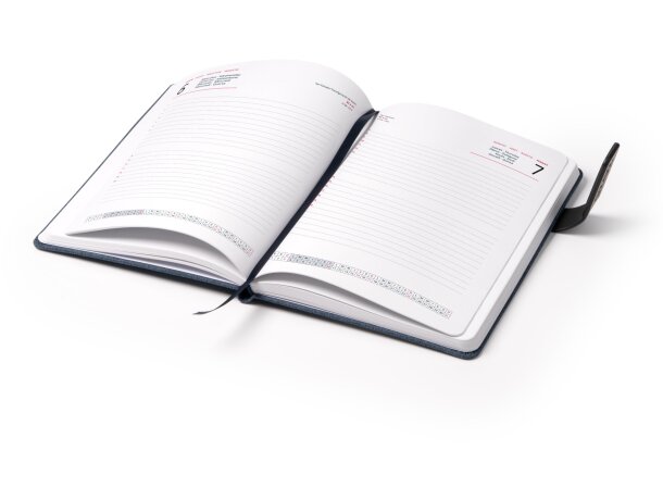 Agenda Koven de poliéster reciclado RPET día página multiidioma Negro detalle 1