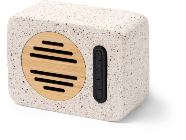 Altavoz Bluetooth Miler con terrazo reciclado y bambú natural Crudo detalle 4