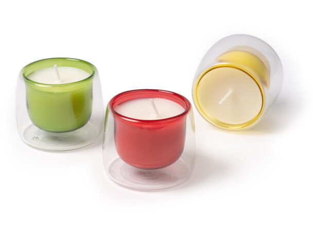 Vela aromática Flora cristal doble capa aroma vainilla Amarillo detalle 3
