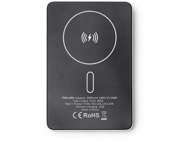 Batería externa PROMAX 5000 mAh con carga inalámbrica 20W Blanco perla detalle 4