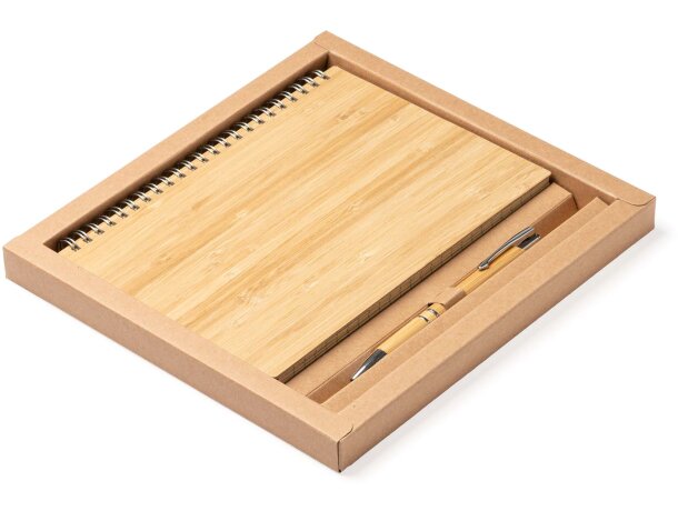 Set libreta y bolígrafo A5 bambú Gala Crudo detalle 1