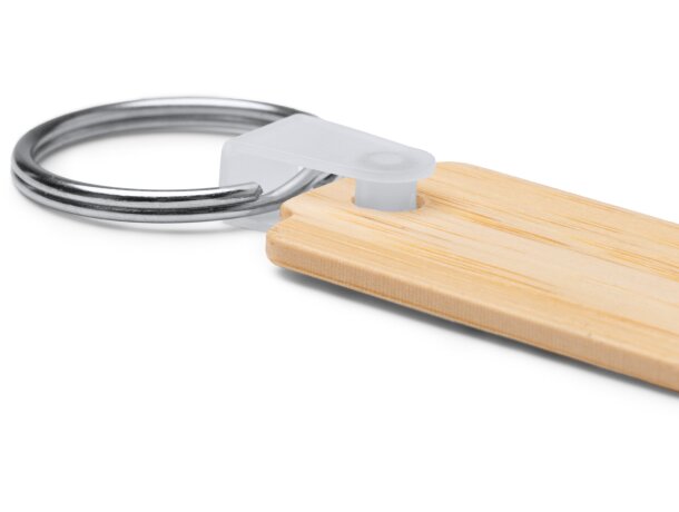 Llavero Nokel de bambú con moneda para carro de compra Crudo detalle 1