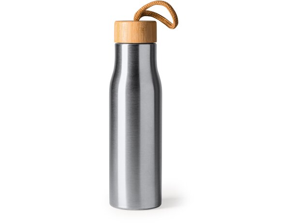 Botellas de acero baratas con tapón de bambú Sotos 600 ml Plata detalle 6