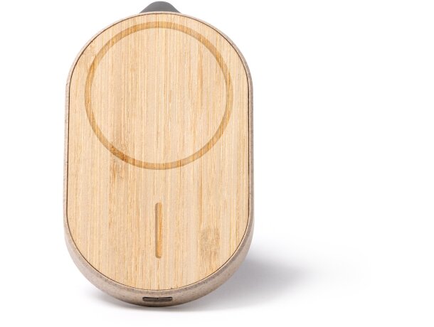 Soporte cargador inalámbrico DENIZ bambú 15W con martillo Crudo detalle 3