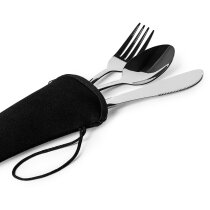 Cubiertos acero con estuche neopreno portátiles
