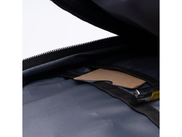 Mochila para tablet para publicidad rPET 300D Patrik Negro detalle 1