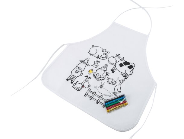 Mandiles serigrafiados non-woven Pachu para niños Blanco detalle 1