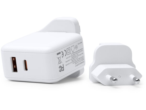 Adaptador enchufe universal de viaje BAPEK con USB y tipo C Blanco detalle 2