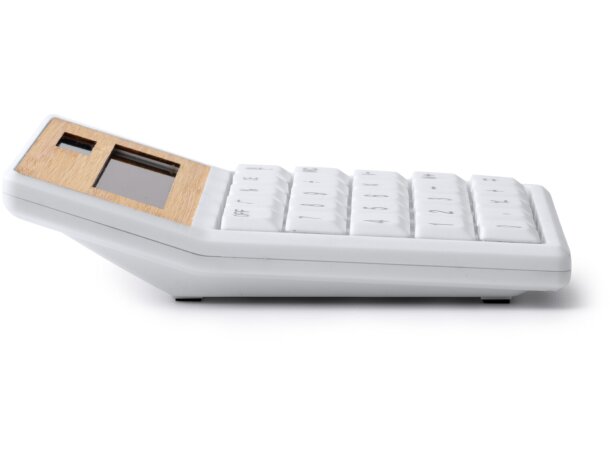 Calculadora Verex blanco con carga solar y bambú Blanco detalle 3