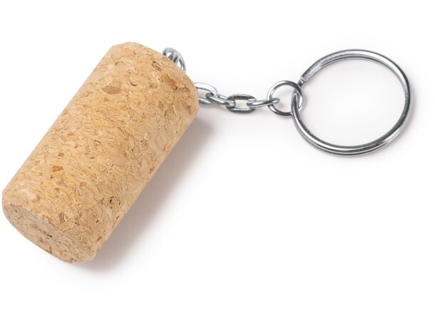 Llavero ecológico para publicidad Texel con tapón de corcho y anilla metálica Crudo detalle 1