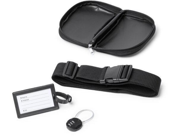 Set de viaje Nelson negro con candado y etiqueta identificadora Negro detalle 1