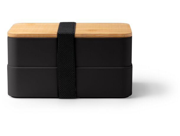 Fiambrera Janex personalizadas bambú 800ml con cubiertos PP Negro detalle 7
