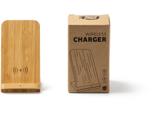 Cargador inalámbrico con soporte smartphone Gravity Bambu detalle 5