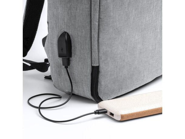 Mochila para portátil de 13 unisex con puerto usb de rPET Volpex Negro detalle 1
