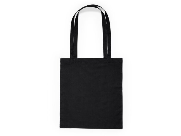 Bolsas de algodón personalizadas de asas largas reforzadas a color 105 g/m2 Negro detalle 7