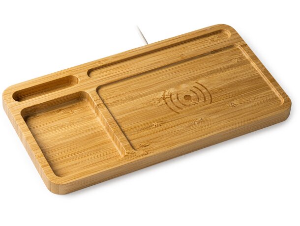 Cargador inalámbrico con organizador de escritorio Core Bambu detalle 4