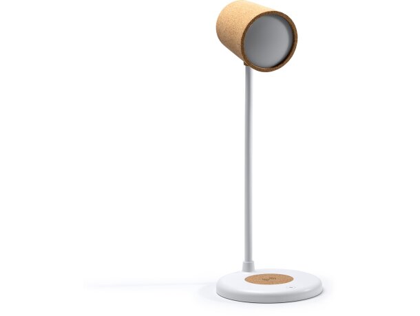 Lámpara Dravis cargador inalámbrico altavoz Bluetooth corcho Blanco detalle 4