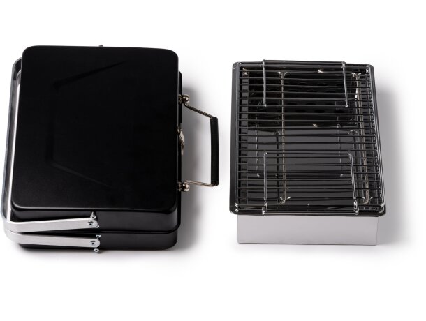 Barbacoa portátil Rulot con parrilla abatible y diseño maletín Negro detalle 4