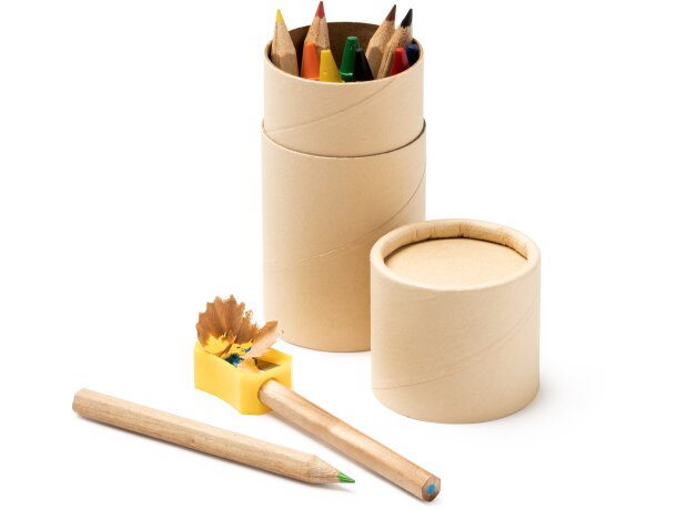 Set con ceras y lápices de colores en estuche de tubo para Waldo Crudo detalle 4