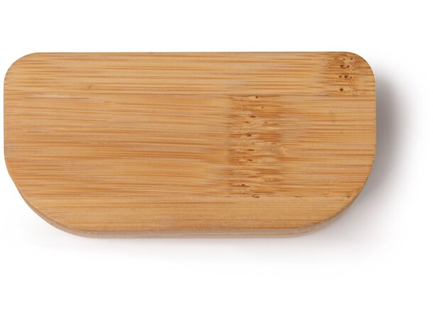 Pastillero Mildor Natural de bambú con tres compartimentos magnéticos Crudo detalle 4