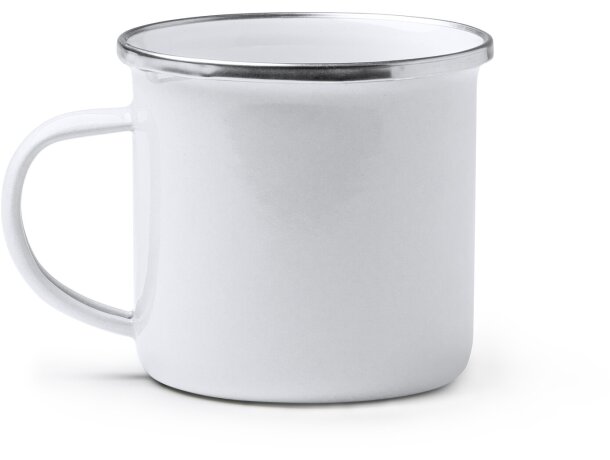 Taza Cardif metálica esmaltada vintage 380 ml acabado mate Blanco detalle 5