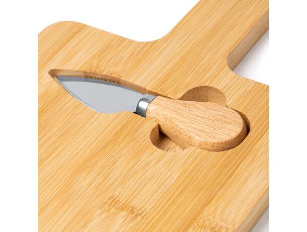 Tabla de cortar Brie bambú con cuchillo acero inoxidable Bambu detalle 3