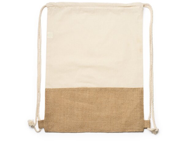 Mochila saco Wilkes algodón yute cordones ajustables publicidad Crudo detalle 4