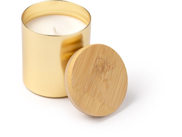 Vela aromática Maris con recipiente de aluminio y tapa bambú Negro detalle 2