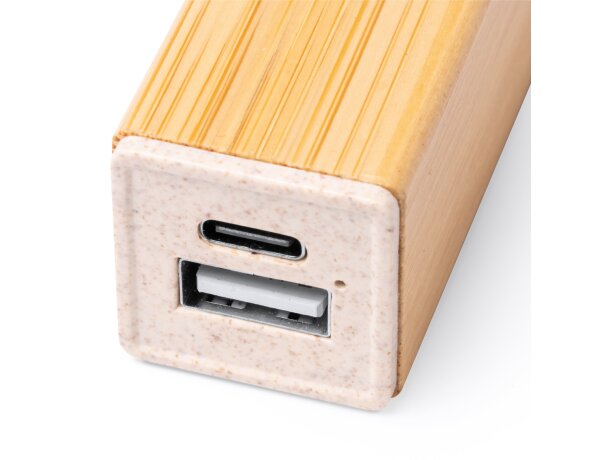 Powerbank 2200 mah de bambú Munter Crudo detalle 1