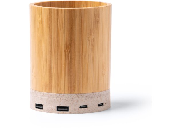 Portalápices Celik bambú cargador inalámbrico 15W barato USB-C Crudo detalle 4