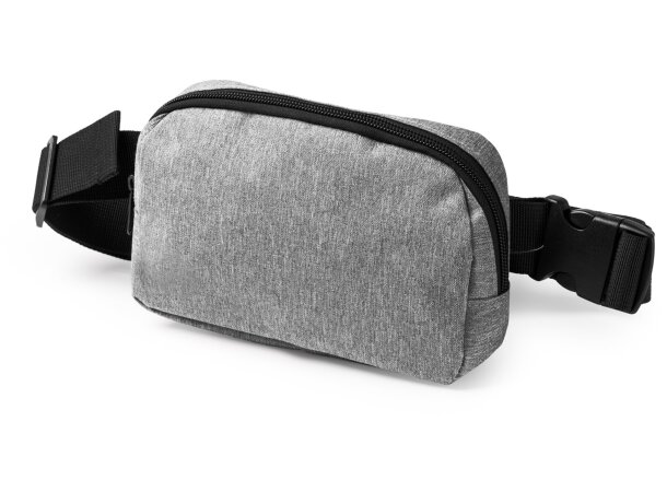 Bandolera riñonera Lagax en 300D RPET con hebilla y bolsillos Negro detalle 2