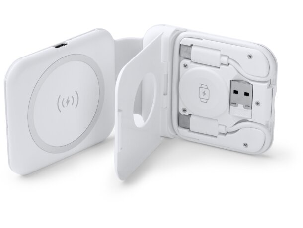 Cargador inalámbrico Laredo 3 en 1 plegable 15W Blanco detalle 6