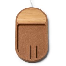 Organizador bambú corcho carga inalámbrica 10w