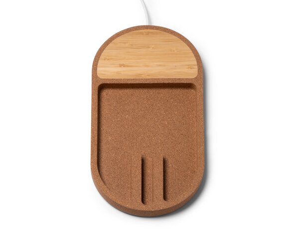 Organizador Cosmic bambú con cargador 10W personalizada logo Crudo detalle 5