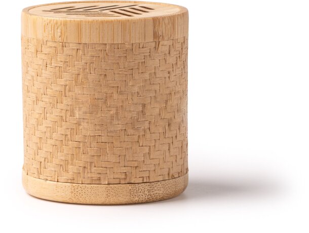 Altavoz Trigox Bluetooth 5.1 con diseño en bambú y fibras Crudo detalle 4