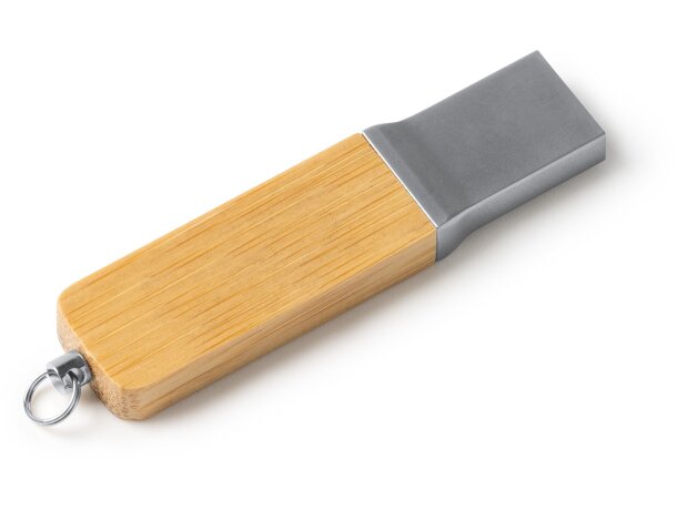 Memoria USB Netix 16GB bambú natural con puerto metálico Crudo detalle 3