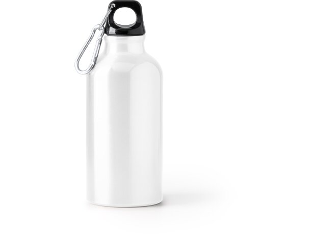 Bidón Renko de aluminio reciclado 400 ml con mosquetón a juego Blanco detalle 4